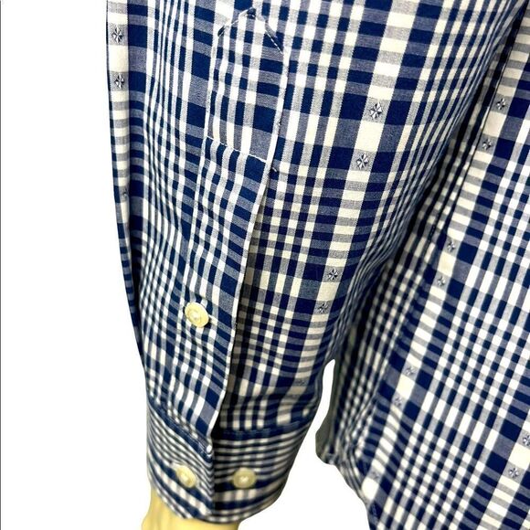 NWOT 1901 Nordstrom L/S Casual Button Down Trim Fit Navy/White Plaid Sz 16/34-35 - Picture 8 of 9